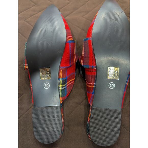 Pretty pointy toe red tartan plaid mule slides w/ bow detailing by Tinstree, 10 - Picture 6 of 6
